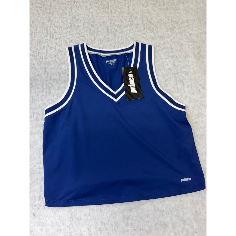 Prince Womens Fashion V Tank Navy Blue Athletic Tennis Top UPF 50+ Medium NEW
